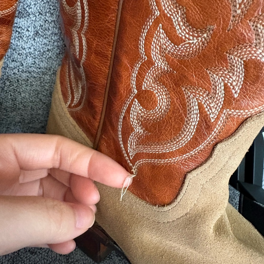 Women’s Two-Tone Brown & Tan Western Cowboy Boots Size 6.5 Leather & Suede - Picture 5 of 8